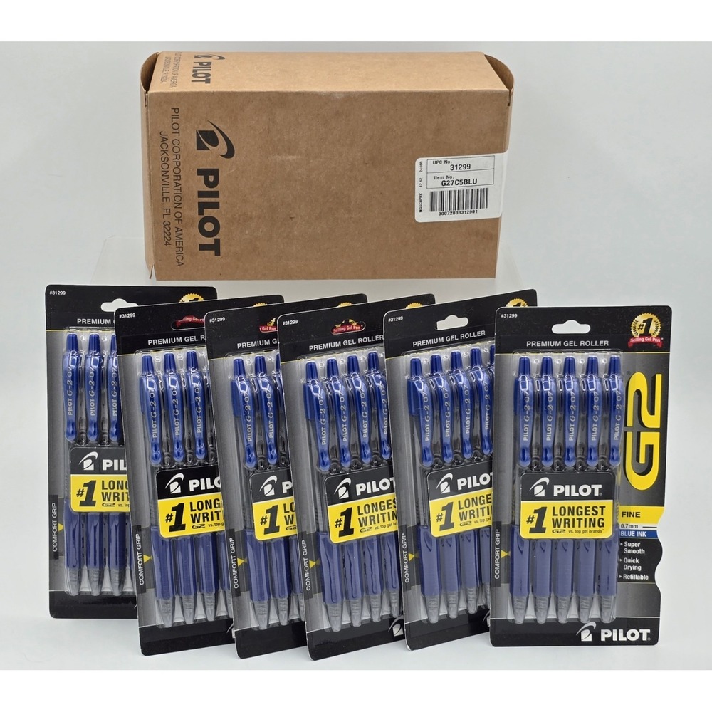 30 Pack Pilot G2 Gel ROLLER Pens Fine Point 0.7mm BLUE INK 30 NEW Pens Lot!